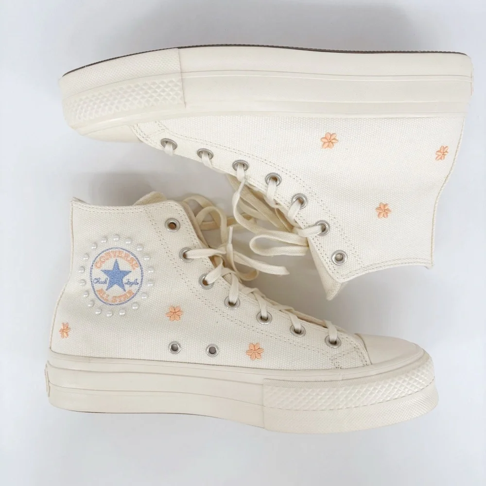 CONVERSE Chuck Taylor All Star Lift Platform Hi Pearls Cream Sneakers 10